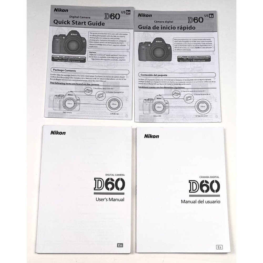 NIKON Digital Camera D60 USER'S MANUAL & QUICK START GUIDE English & Spanish EUC